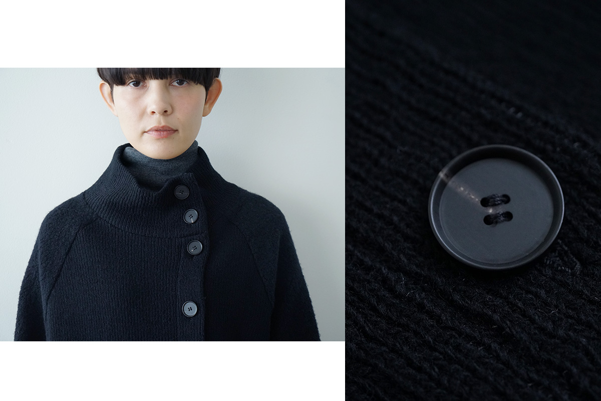 Mochiモチside button knit cardigan [black/ma25-kn-03]