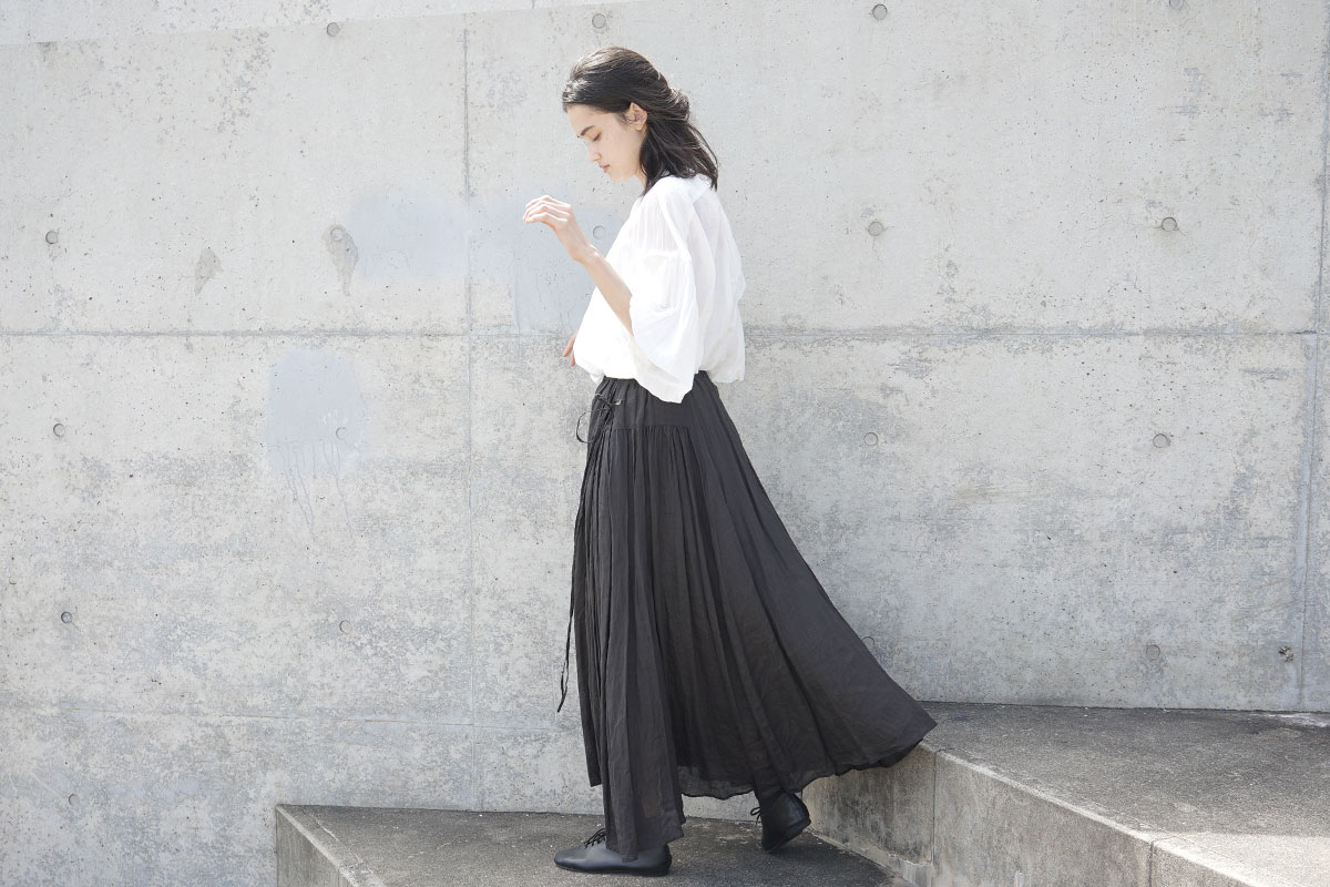 suzuki takayukiスズキタカユキlong skirt[S201-25/black]suzuki