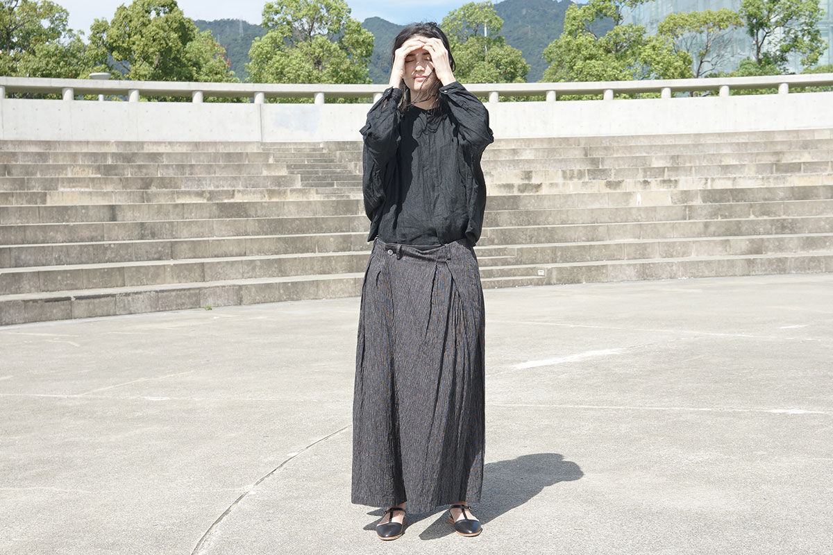 suzuki takayuki スズキタカユキ wrapped pants ii[S202-16/black stripe]