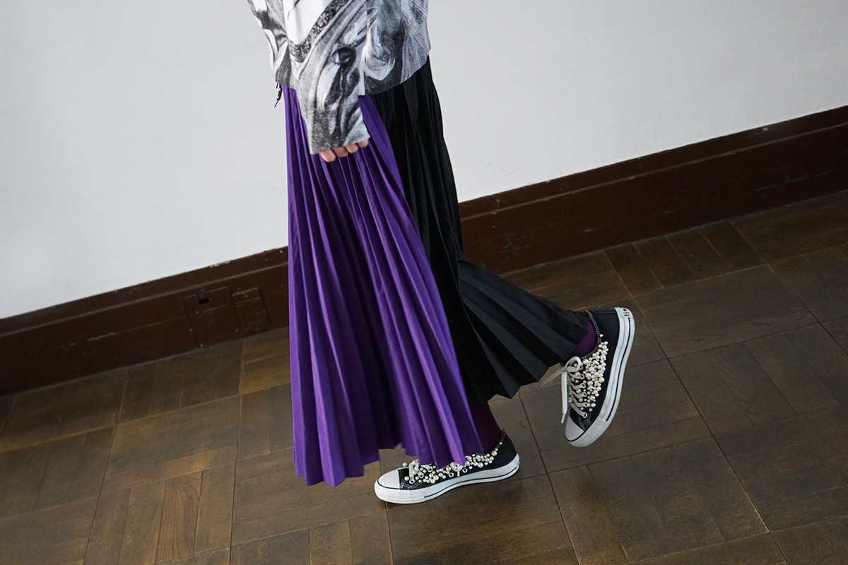 AHCAHCUMあちゃちゅむバイカラープリーツスカート[01-191-6102/purple ...