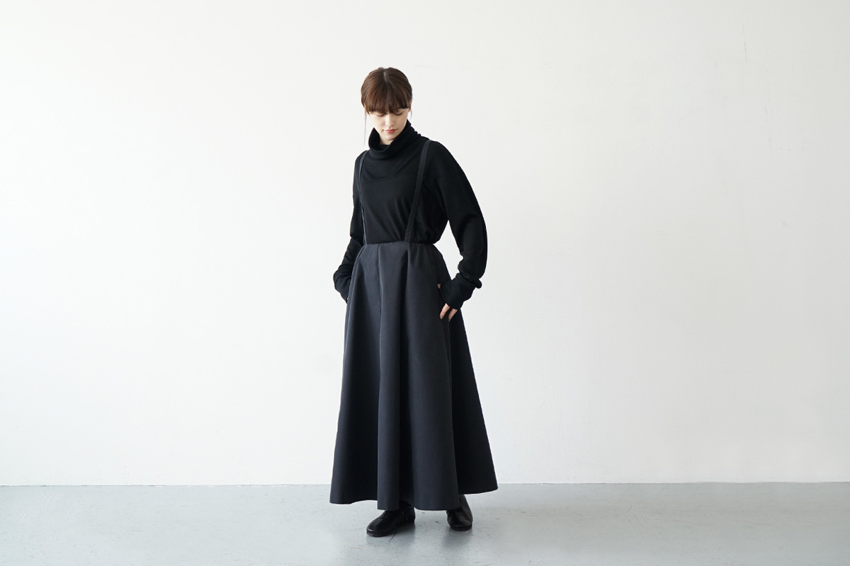 Mochi panel suspender skirt [ma21-sk-01/black]