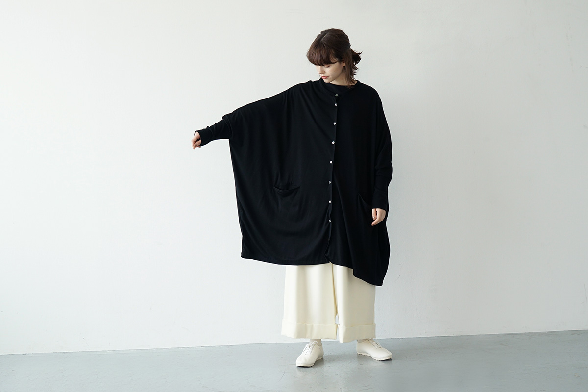 Mochi dolman long knit cardigan [ma21-ca-01/black]