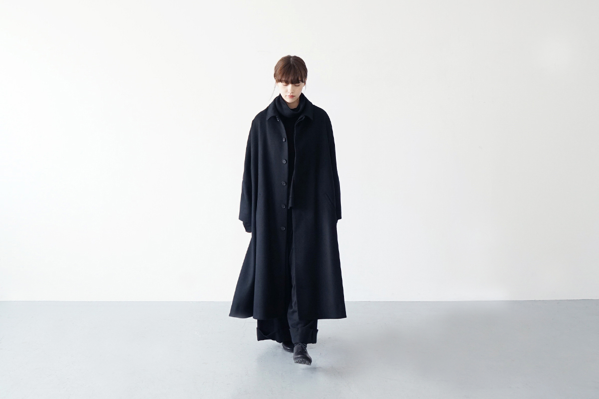Mochi stand fall collar coat [ma21-co-02/black]