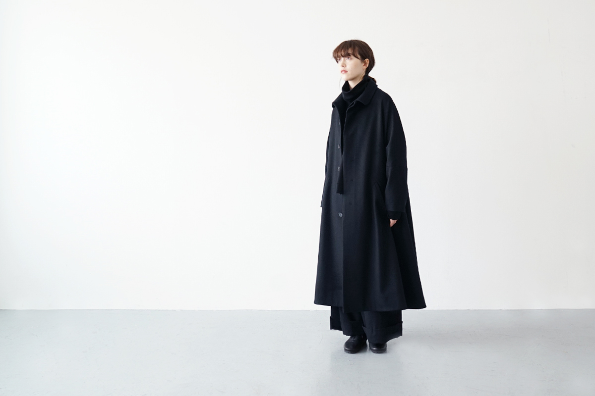 Mochi stand fall collar coat [ma21-co-02/black]