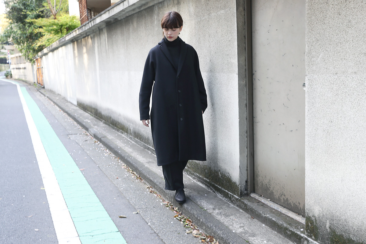 tailored-collar coat [A221-22/black]