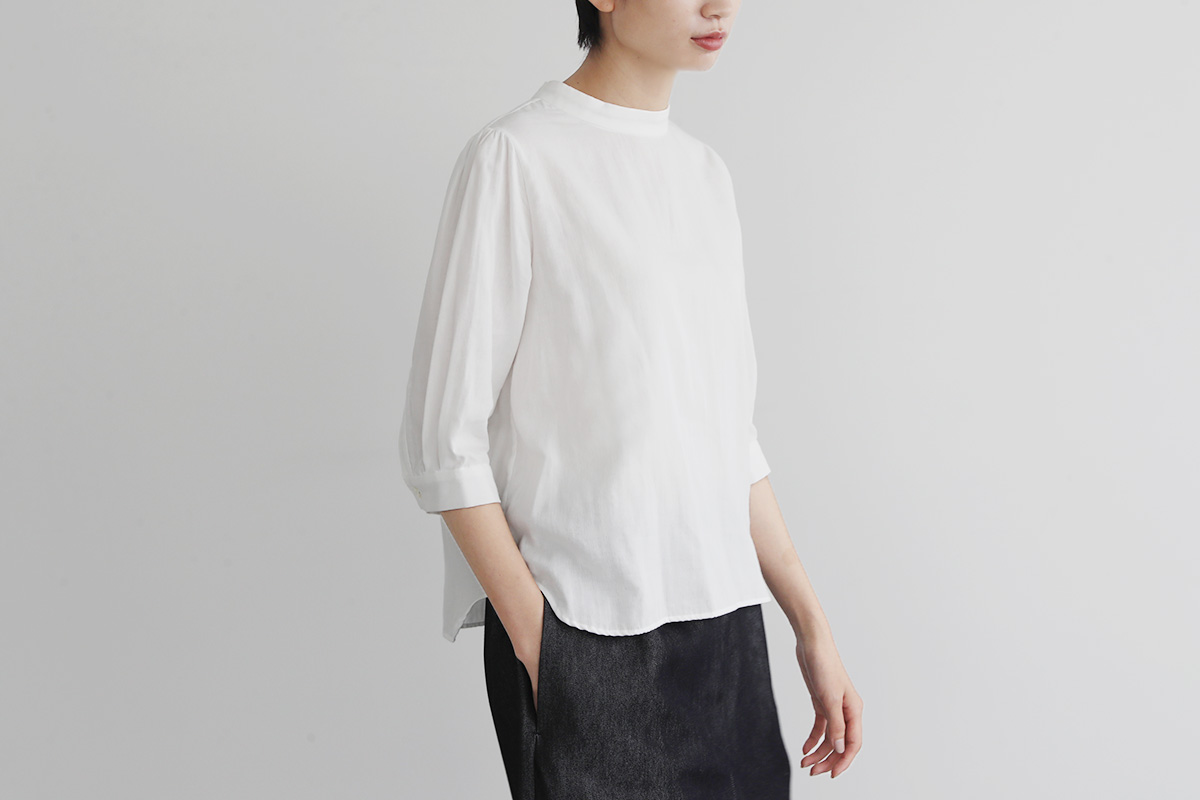 Mochi gather blouse(organic cotton) [ms22-b-02/white]