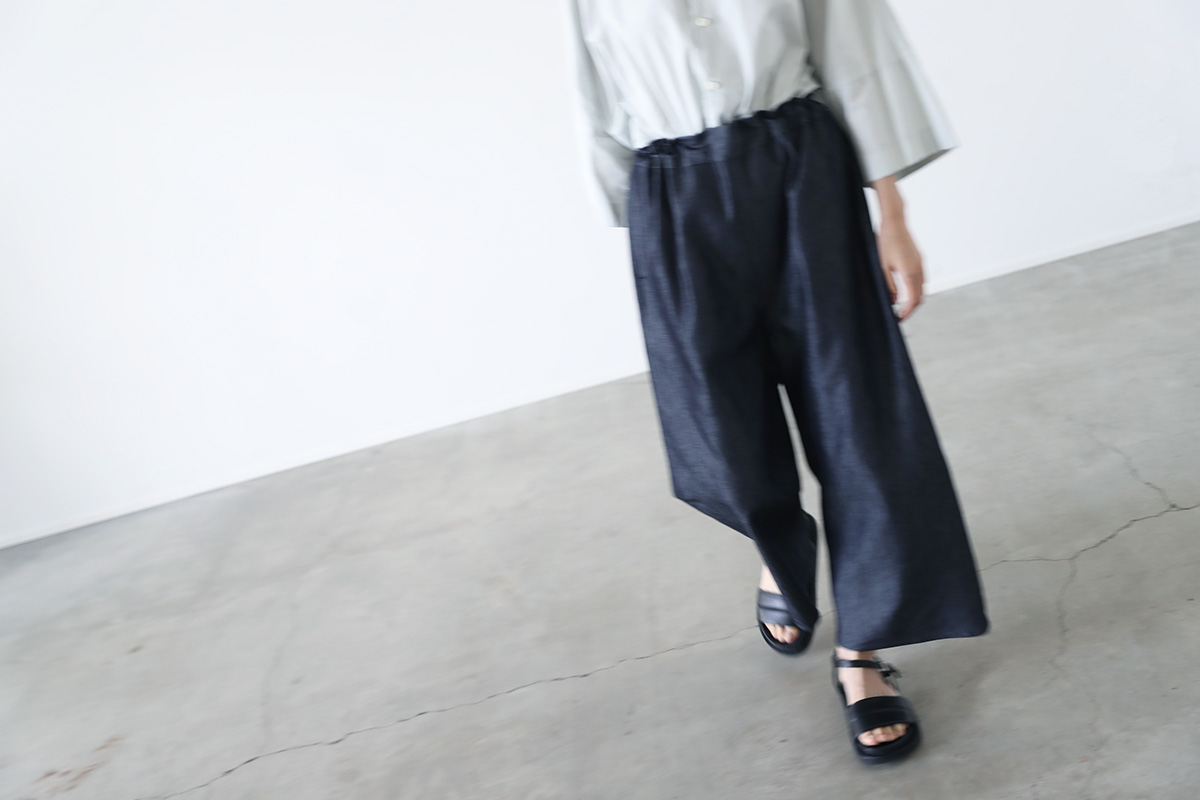 新品 VU 22SS ヴウ easy pants シルク ワイド デニム パンツ-