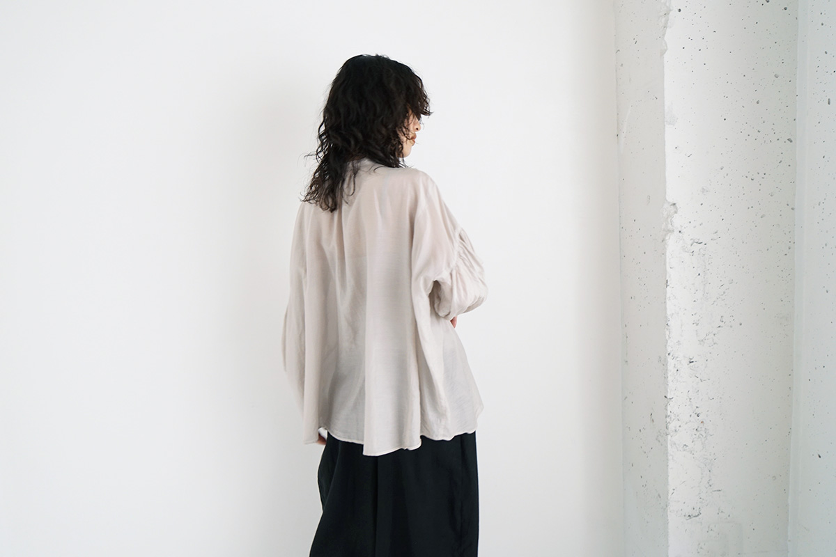 puff-sleeve blouse [S221-13/ice grey]