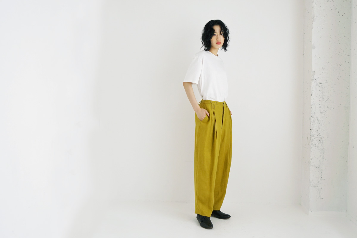 suzuki takayuki スズキタカユキ wide legged pants Ⅰ [A232-13-1/mustard]