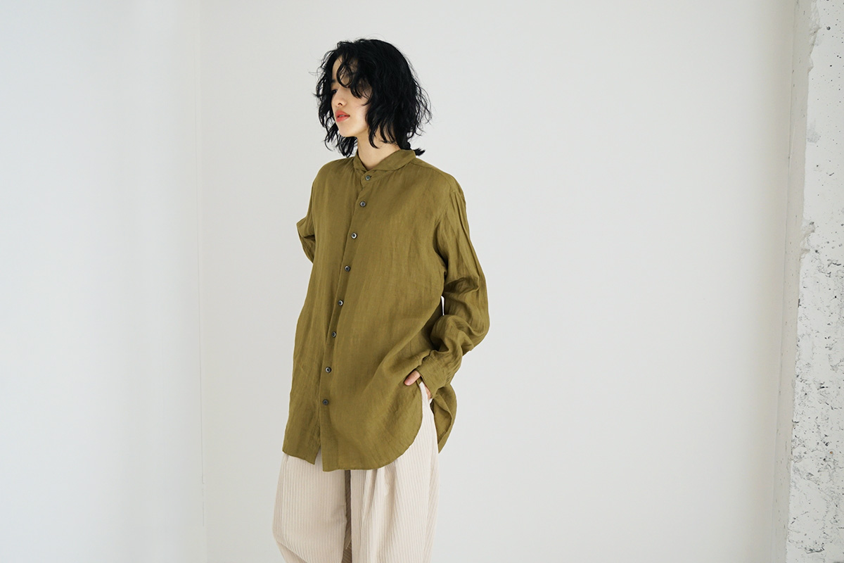 suzuki takayuki, スズキタカユキ, one-piece shawl-collar shirt Ⅰ,  [T003-05-1/mustard]
