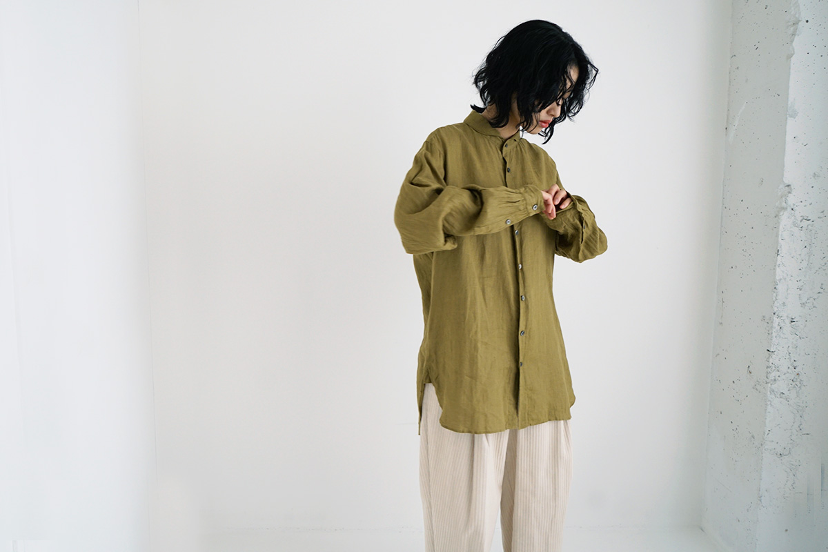 suzuki takayuki スズキタカユキ one-piece shawl-collar shirt Ⅰ [T003-05-1/mustard]