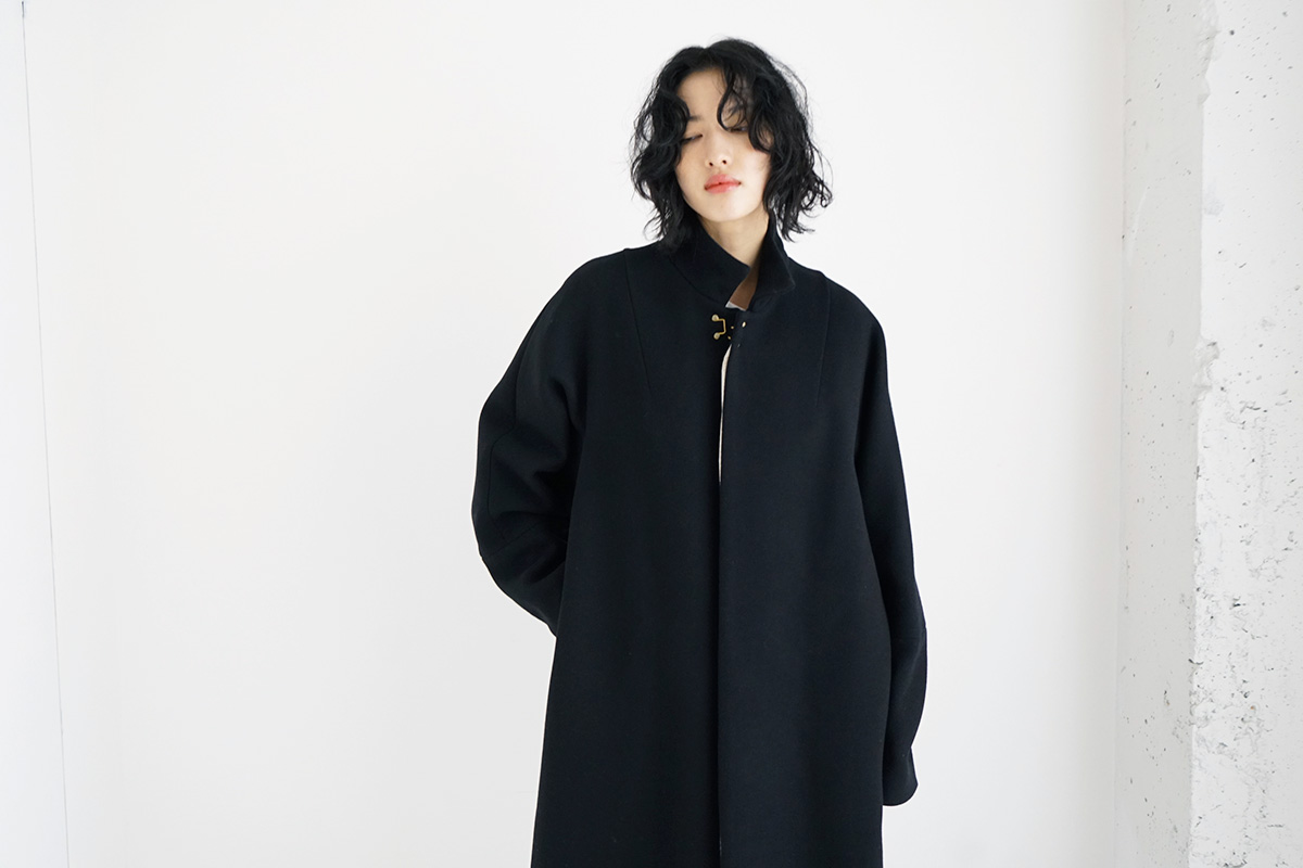suzuki takayuki スズキタカユキ standing-collar coat [A233-04/black]
