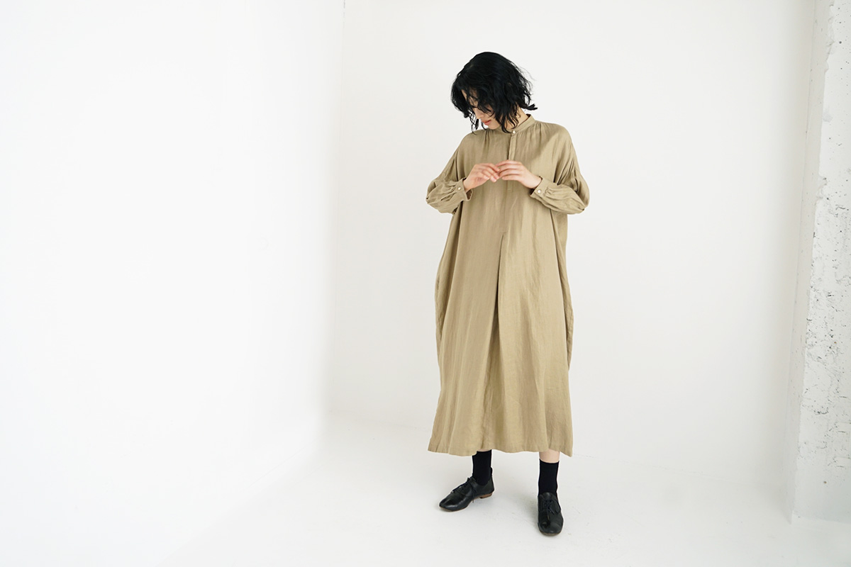 suzuki takayuki スズキタカユキ peasant dress [T001-15/bay leaf]
