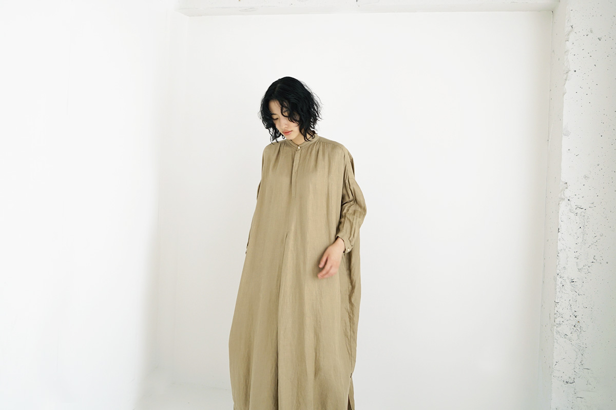 suzuki takayuki スズキタカユキ peasant dress [T001-15/bay leaf]