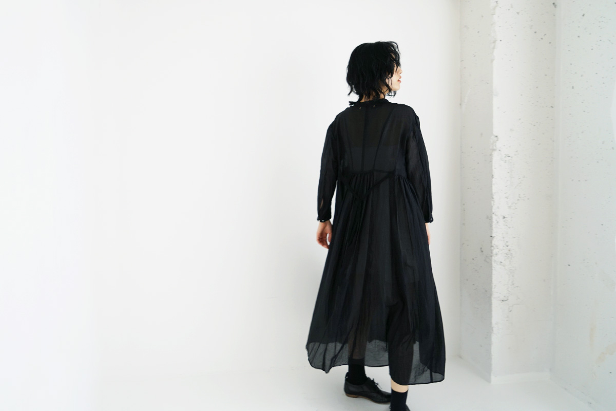 suzuki takayuki スズキタカユキ gathered dress [T001-16/black]