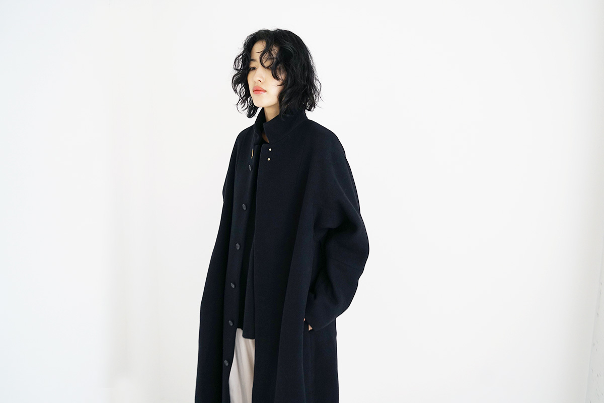 suzuki takayuki スズキタカユキ standing-collar coat [A231-14/black]