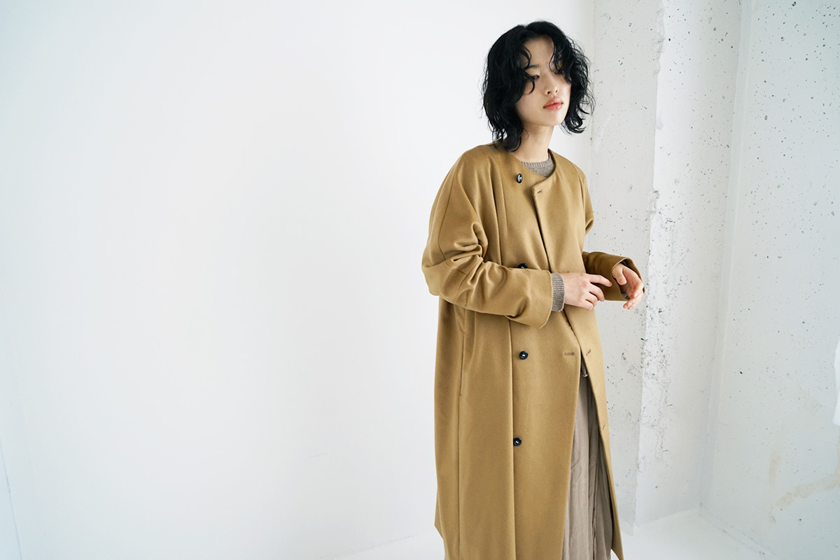 suzuki takayuki スズキタカユキ no-collar coat [A231-15/camel]