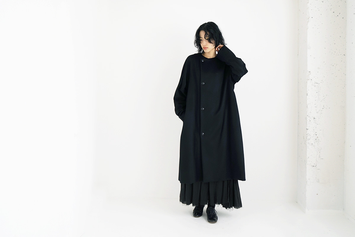suzuki takayukiスズキタカユキno-collar coat [A231-15/black]suzuki 