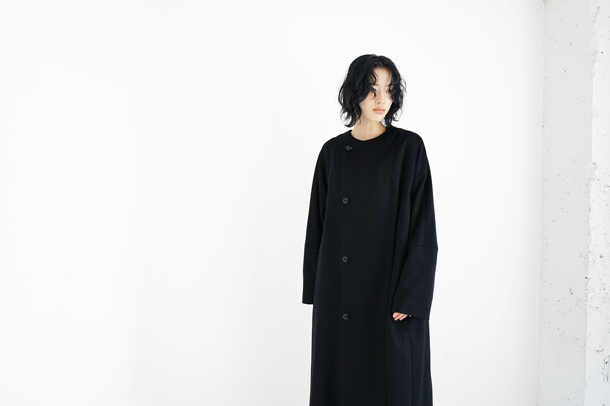 suzuki takayukiスズキタカユキno-collar coat [A231-15/black]suzuki