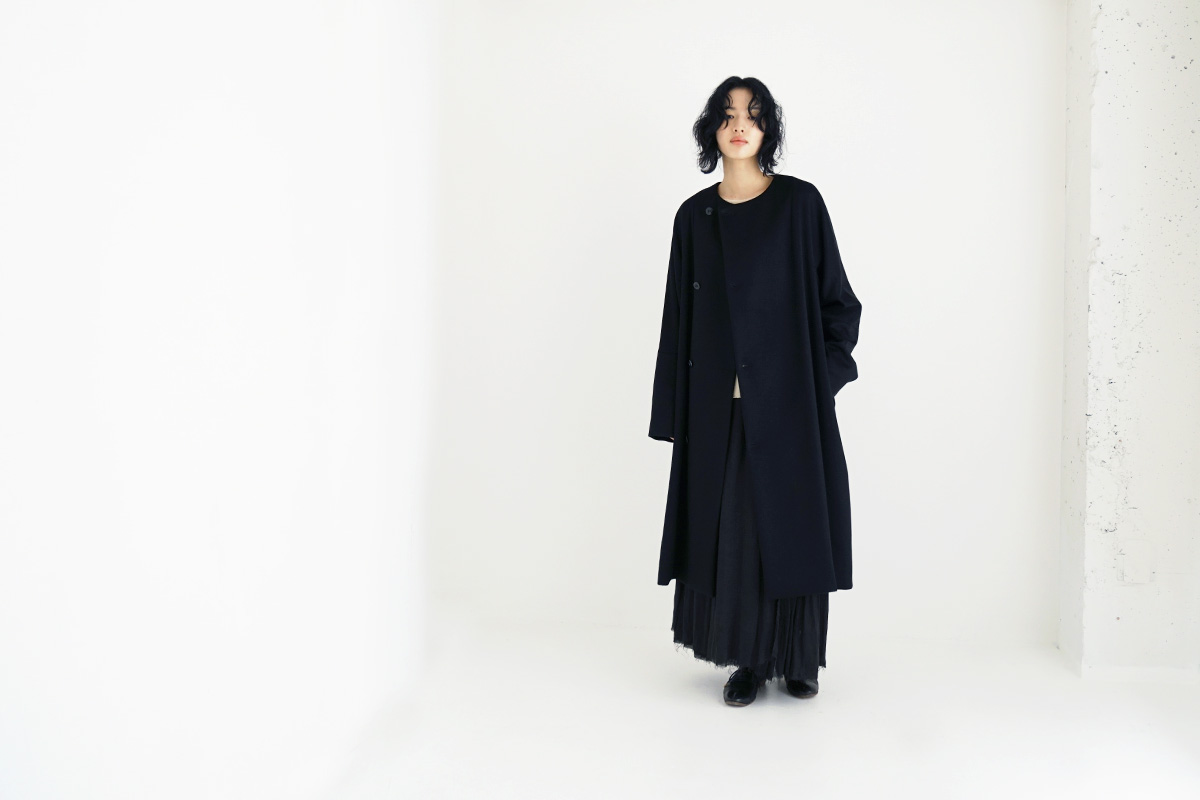 suzuki takayukiスズキタカユキno-collar coat [A231-15/black]suzuki
