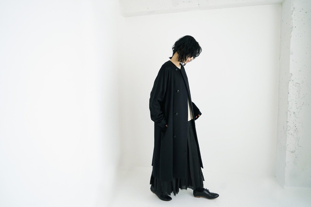 suzuki takayuki スズキタカユキ no-collar coat [A231-15/black]