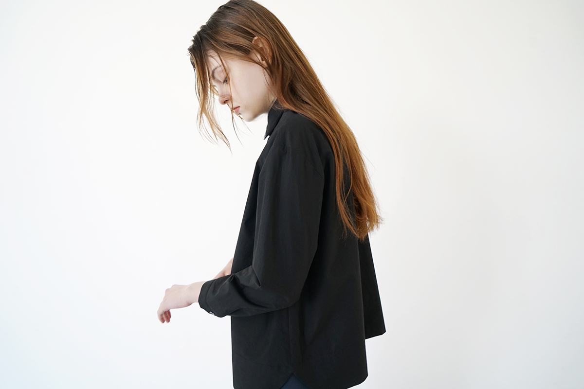 Mochi モチ tulle collar shirt [ms24-sh-01/black] チュールカラーシャツ
