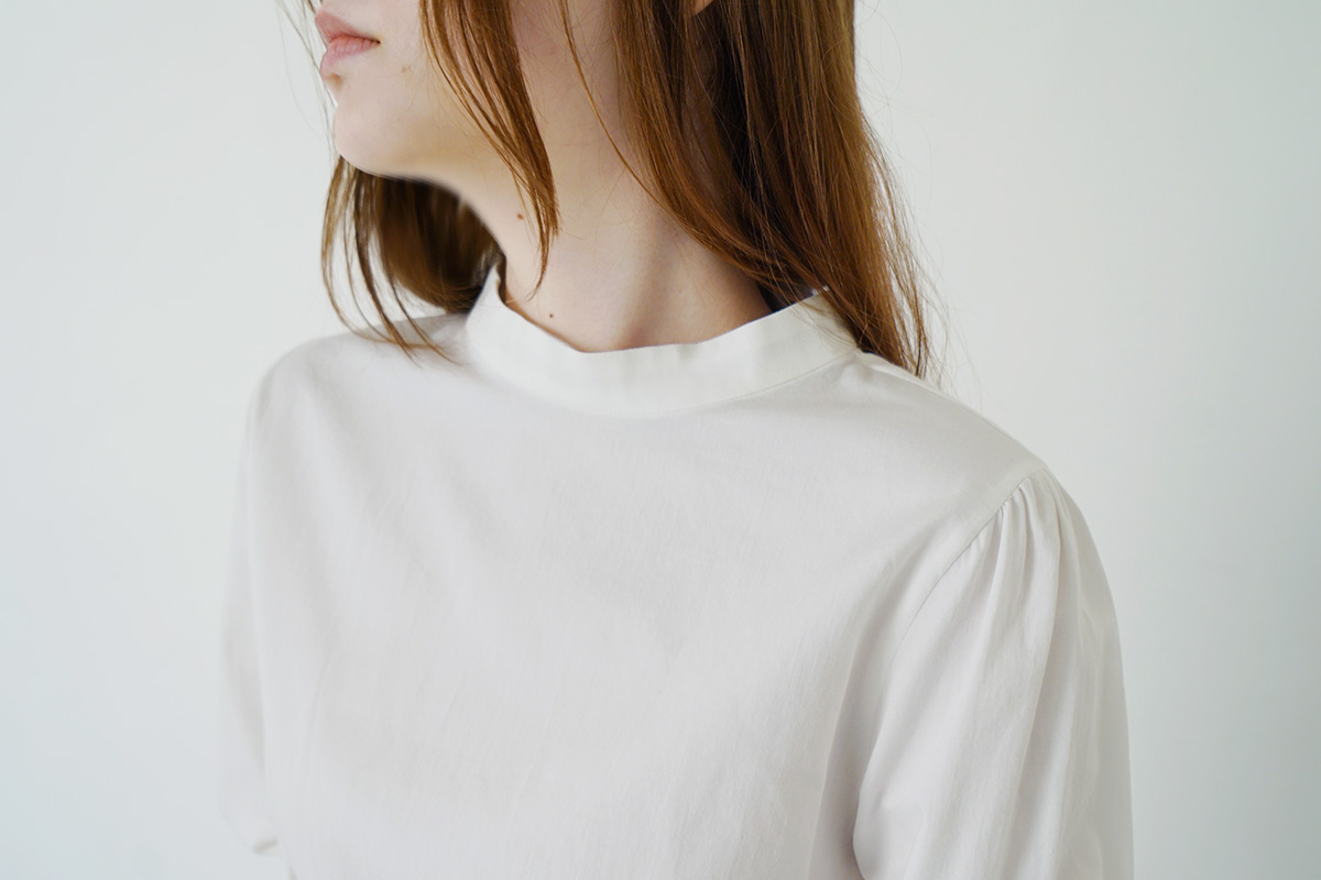 Mochi モチ gather blouse(organic cotton)[ms21-b-01/off white] ギャザーブラウス