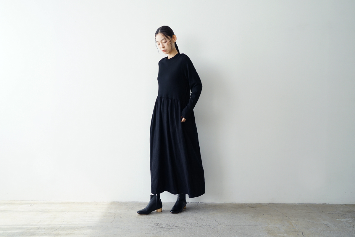 Mochi モチ panel dress[ma24-op-03/black]パネルドレス