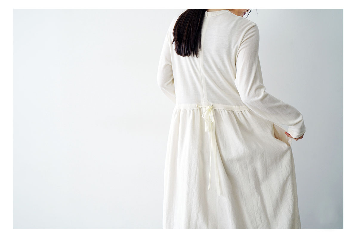 Mochi モチ panel dress[ma24-op-03/off white]パネルドレス