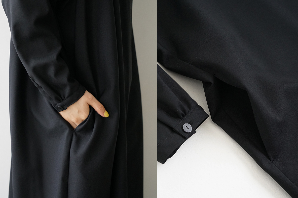 Mochi モチ pullover dress[ma24-op-01/black]プルオーバードレス