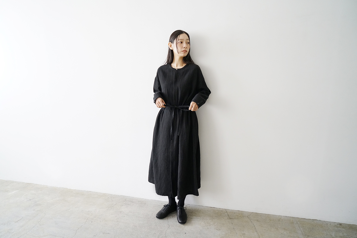 Mochi モチ side gather dress[ma24-op-02/black]サイドギャザードレス
