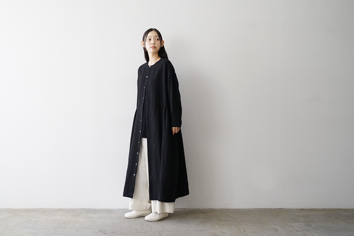 Mochi モチ side gather dress[ma24-op-02/black]サイドギャザードレス