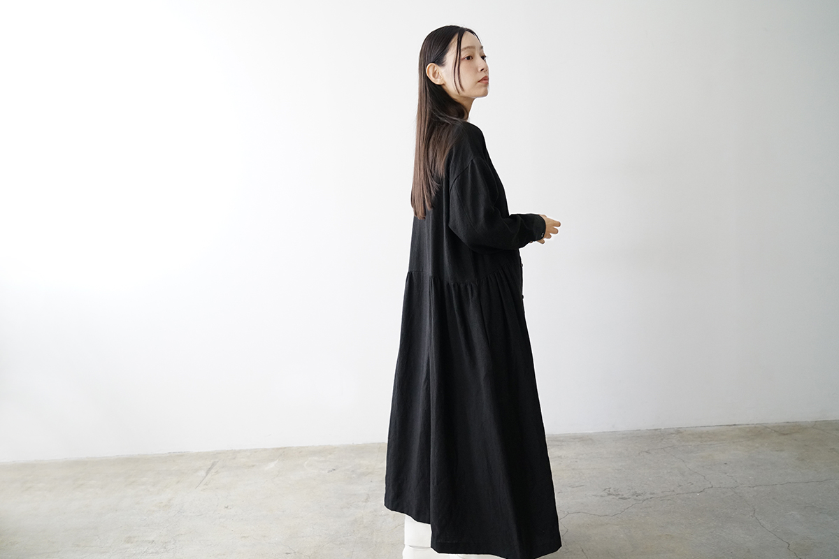 Mochi モチ side gather dress[ma24-op-02/black]サイドギャザードレス