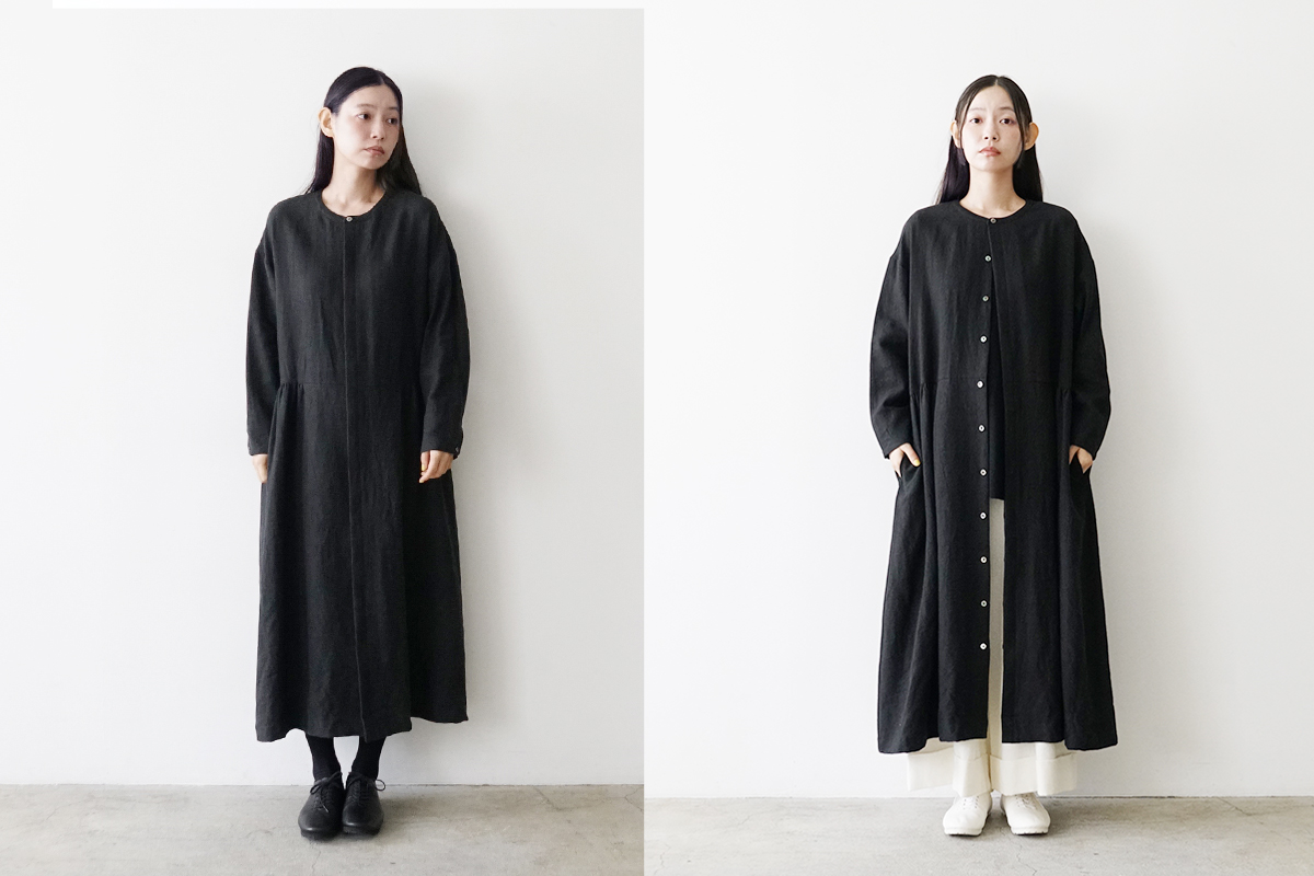 Mochi モチ side gather dress[ma24-op-02/black]サイドギャザードレス
