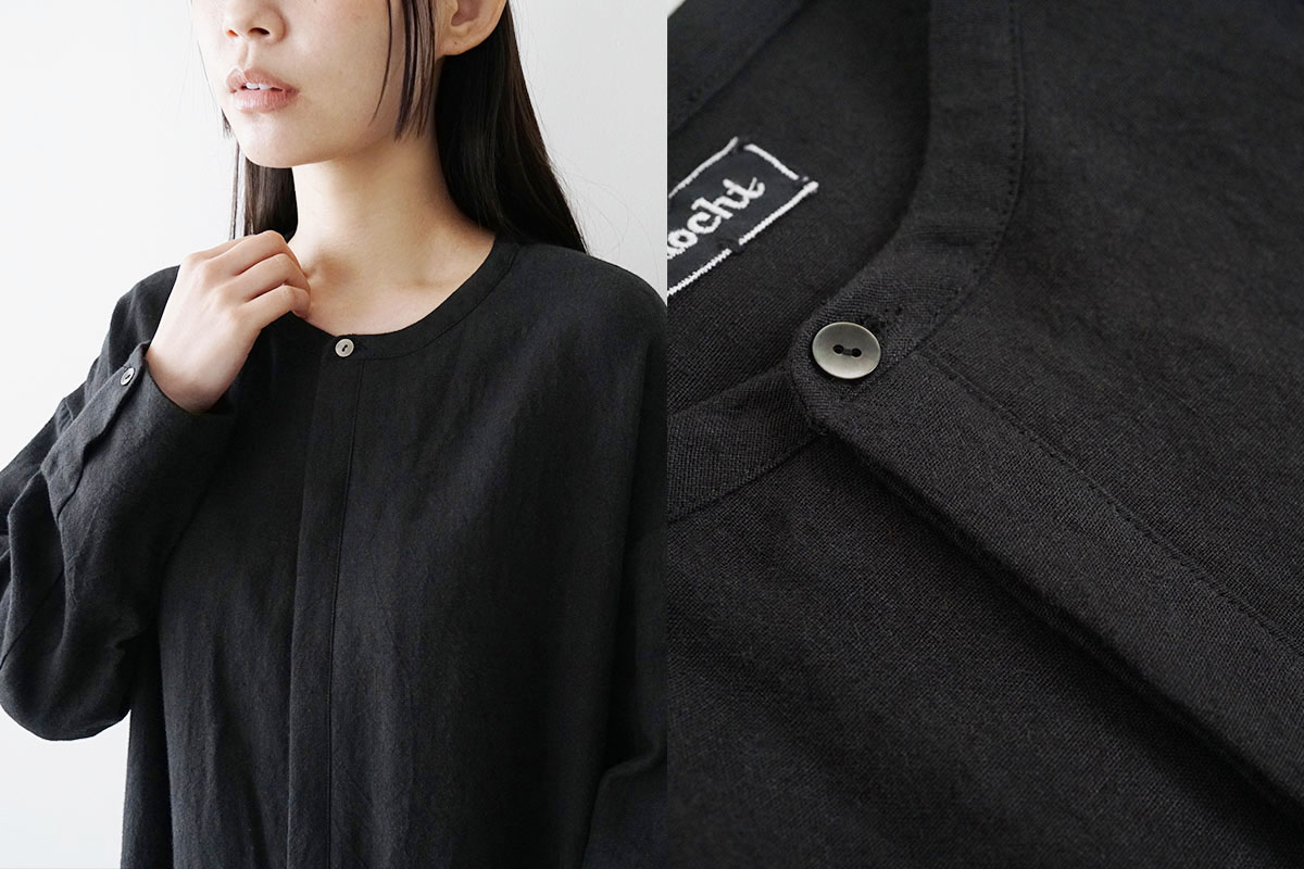 Mochi モチ side gather dress[ma24-op-02/black]サイドギャザードレス