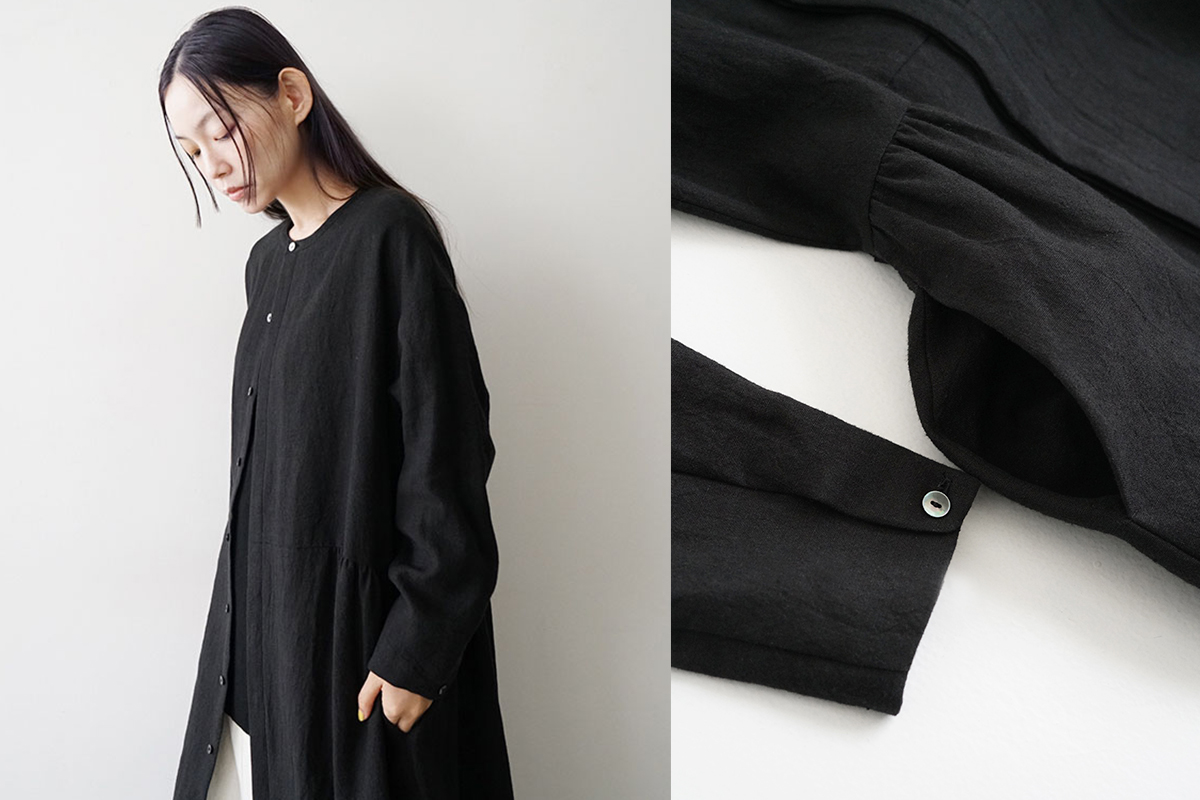 Mochi モチ side gather dress[ma24-op-02/black]サイドギャザードレス