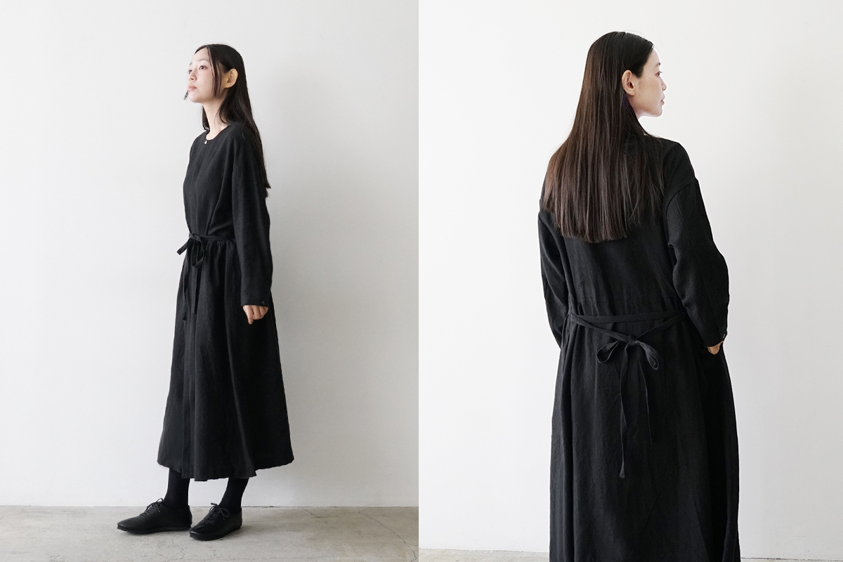 Mochi モチ side gather dress[ma24-op-02/black]サイドギャザードレス