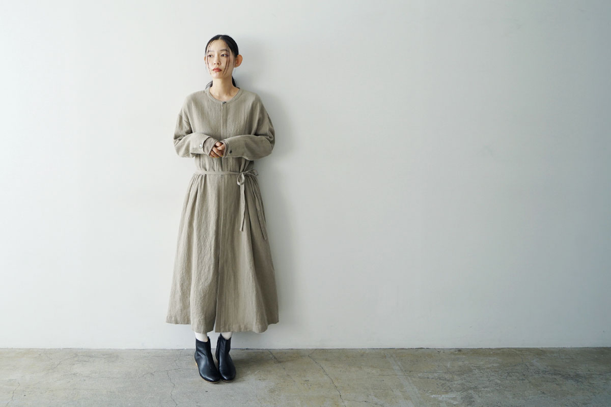 Mochi モチ side gather dress[ma24-op-02/beige]サイドギャザードレス