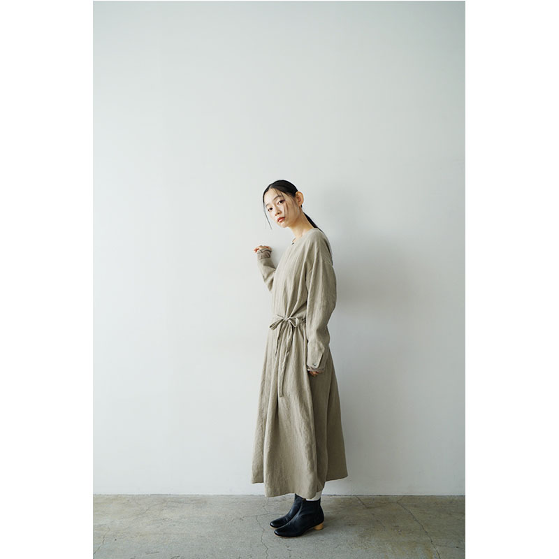 Mochi モチ side gather dress[ma24-op-02/beige]サイドギャザードレス