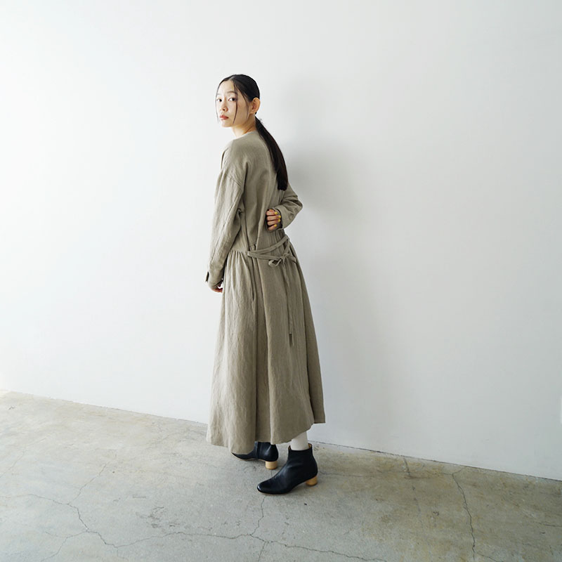 Mochi モチ side gather dress[ma24-op-02/beige]サイドギャザードレス