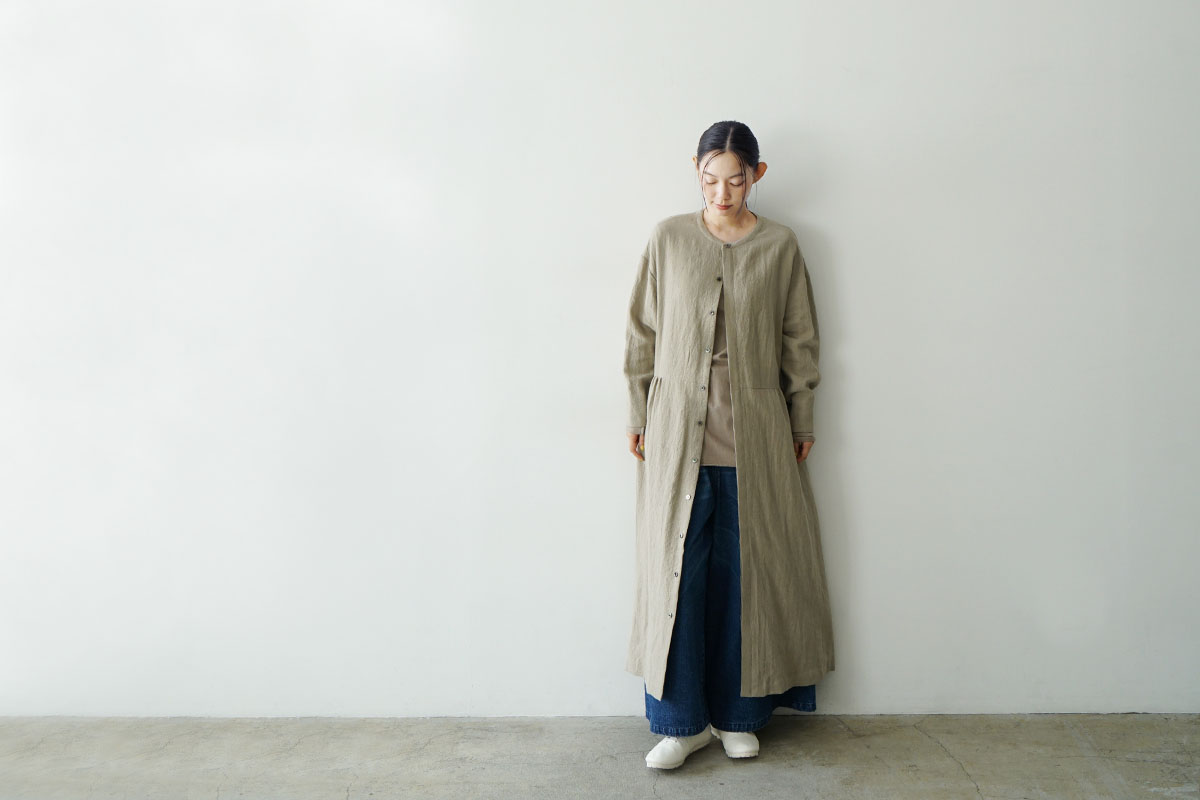 Mochi モチ side gather dress[ma24-op-02/beige]サイドギャザードレス