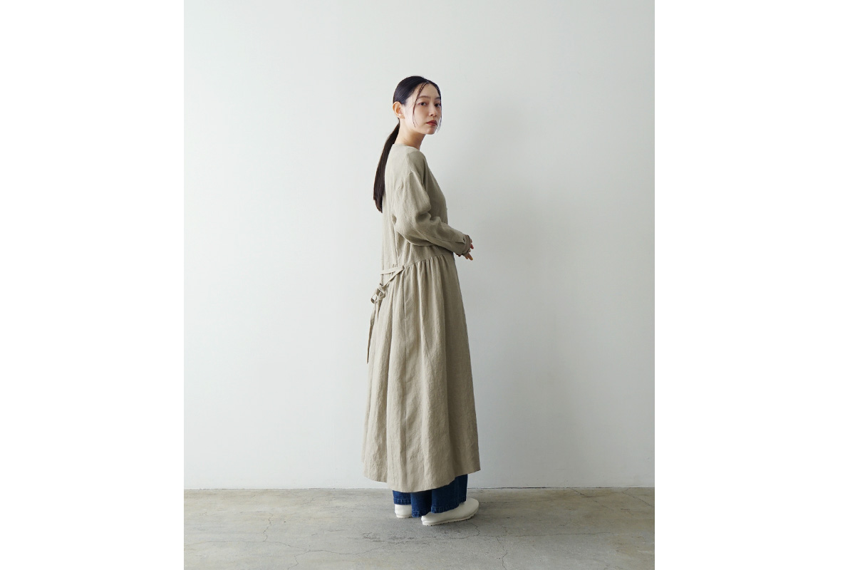 Mochi モチ side gather dress[ma24-op-02/beige]サイドギャザードレス