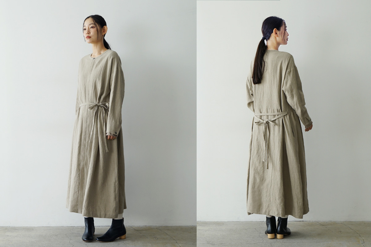 Mochi モチ side gather dress[ma24-op-02/beige]サイドギャザードレス