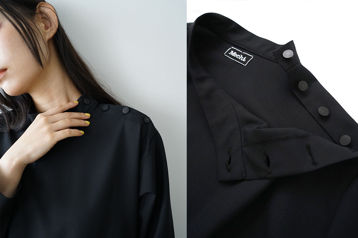 Mochi モチ hight neck tuck dress[ma20-op-01/black]<br>ハイネックタックワンピース