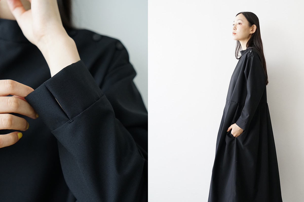 Mochi モチ hight neck tuck dress[ma20-op-01/black]<br>ハイネックタックワンピース