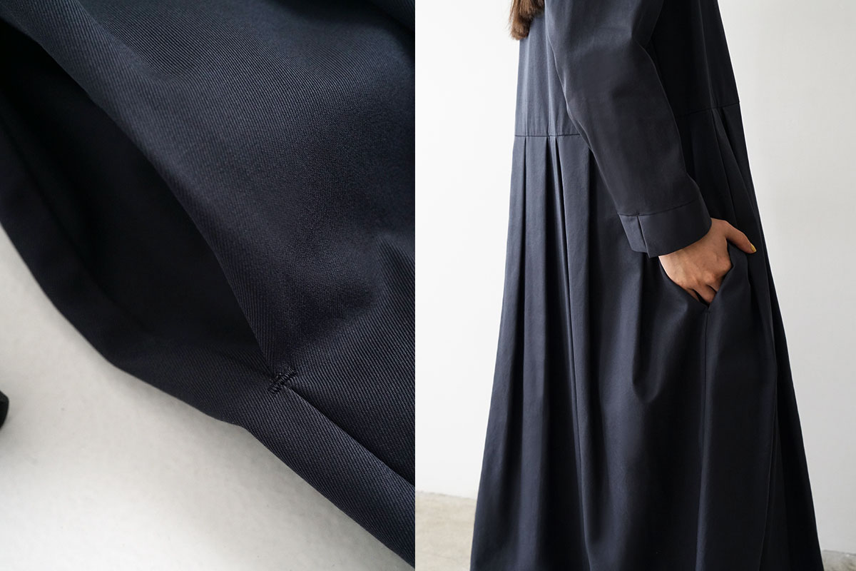 Mochi モチ hight neck tuck dress[ma20-op-01/graphite]ハイネックタックワンピース