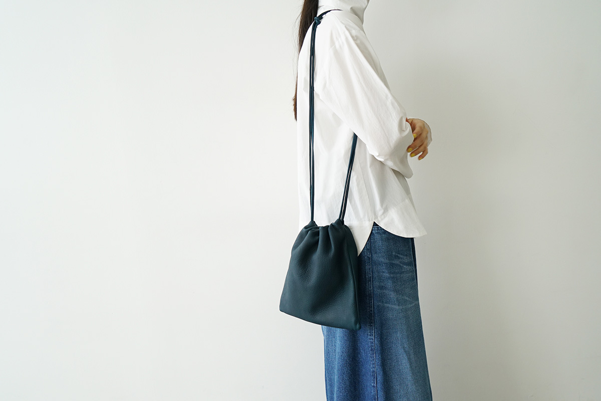 Mochi モチ drawstring bag(S)[ma-pro-01/figaro] 鹿革 巾着ショルダーバッグ