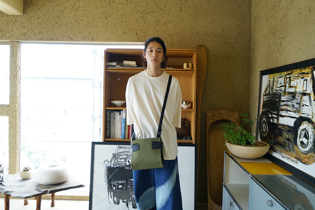 macromauro  マクロマウロ WRAP BAG SHOULDER CANVAS S(KHAKI)