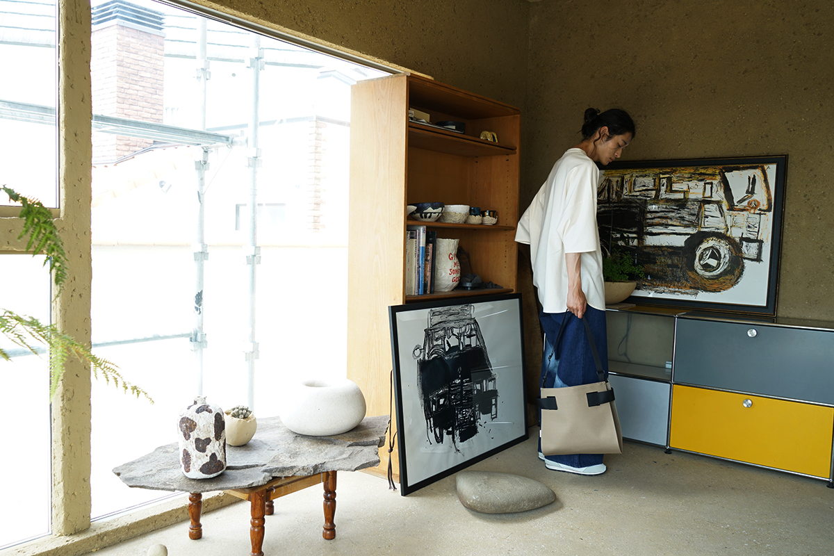 macromauro  マクロマウロ WRAP BAG SHOULDER CANVAS M(BEIGE)