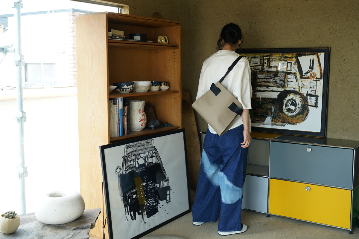 macromauro  マクロマウロ WRAP BAG SHOULDER CANVAS M(BEIGE)